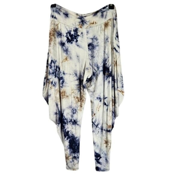 Kooniez Limited Edition Harem Pants Sz L Kaleidoscope Navy Yoga Lounge Pull On - Picture 2 of 10